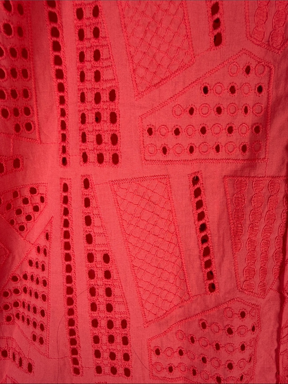 Lauren Ralph Lauren Coral Eyelet Design Button up Shirt Coastal Chic Size M - Picture 7 of 8